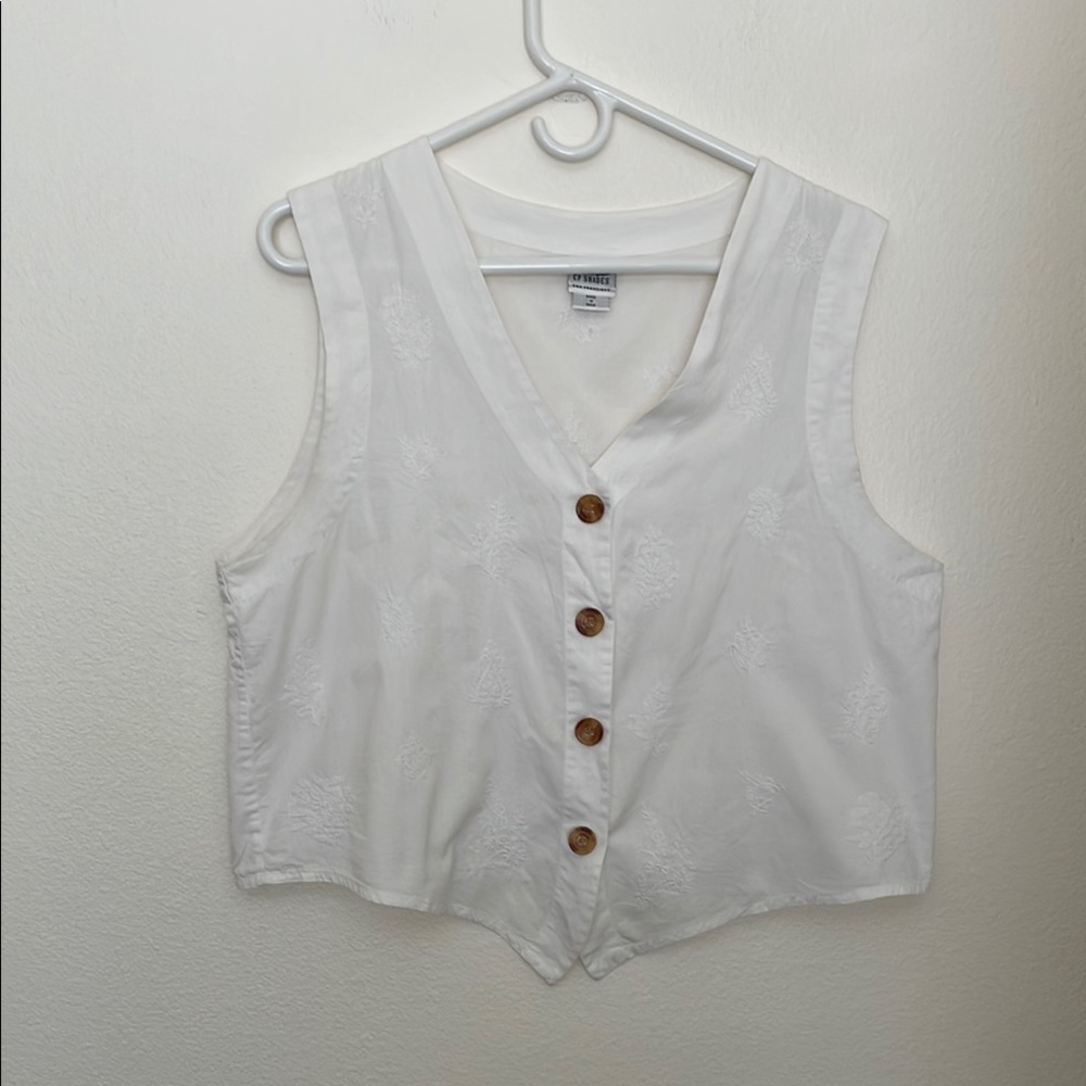Vintage CP Shades White Embroidered Vest